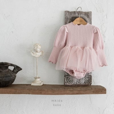 M-KIDS02｜(55-80cm) 2色羅紋捲邊薄紗綁帶包屁衣15