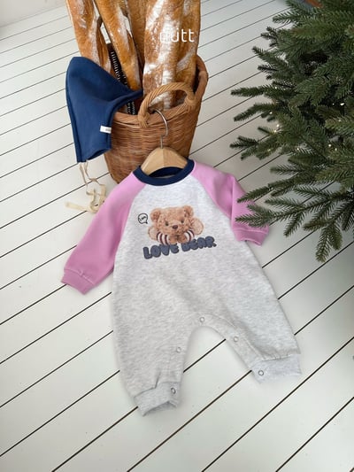 Nutt01｜(3m-16m) 小熊印花撞色休閒連身衣含帽子13