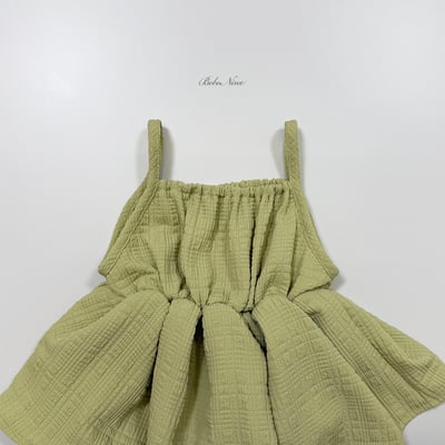 bebe nine01  (6m-24m) 3色棉麻荷葉吊帶包屁裙7