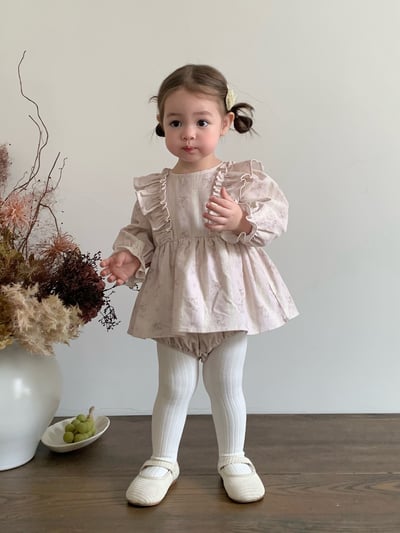 JE619｜(66cm-90cm) 燈芯絨碎花荷葉包屁衣12