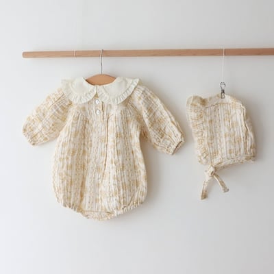 LEMONADE19｜(55cm-85cm) 2色翻領碎花包屁衣12