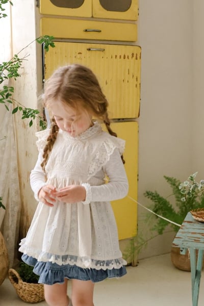 FLO26｜(75-140) 2色法式蕾絲拉鍊圍裙2