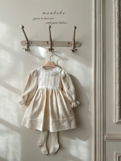 MONBEBE02｜(1y-8y) 蕾絲滾邊緞帶洋裝3