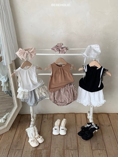 Bebe holic40｜(3m-18m) 素色蕾絲上衣6