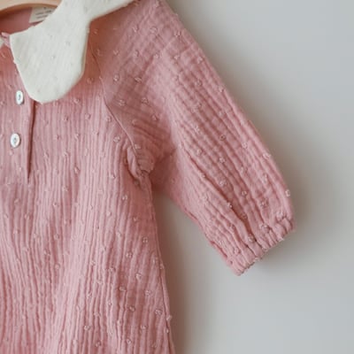 LEMONADE02｜(55cm-85cm) 2色花瓣領包屁衣含帽子11