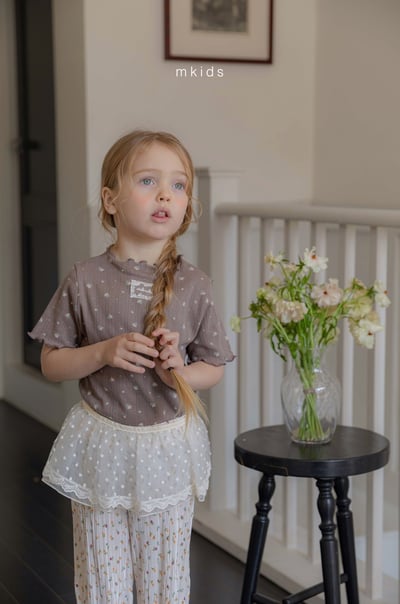 M-KIDS52｜(65-115cm) 波點蕾絲圍裙8