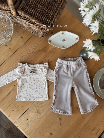 Marron 02｜(1y-6y) 碎花荷葉肩袖上衣13