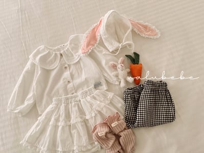 Valubebe59｜(65-90) 蕾絲花邊小兔帽子6