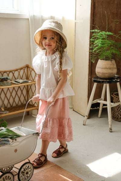 FLO02｜(75-140) 三色蕾絲蛋糕襯衫2