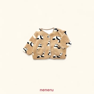 neneru27｜(70cm-125cm) 1色熊貓刷毛開襟外套2