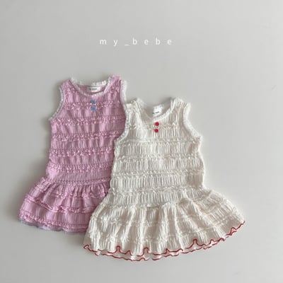 my_bebe19｜(80-120cm) 褶皺無袖洋裝1