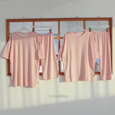 LIME&BLUE29｜(80-118cm MOM-DAD)  明星波點親子套裝7