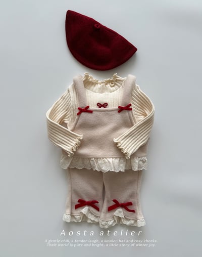 AOSTA68｜(6m-5y) 蝴蝶結蕾絲肩帶背心15