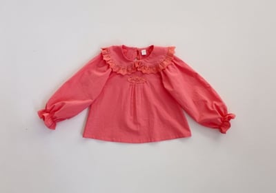 FLO17｜(75-140) 2色蕾絲滾邊荷葉襯衫22