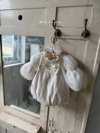 Marron 51｜(3m-18m) 宮廷荷葉立領薄紗公主袖包屁衣16