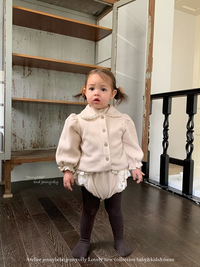 JE 606｜(73-100cm)  絨毛翻領吊帶褲套裝13