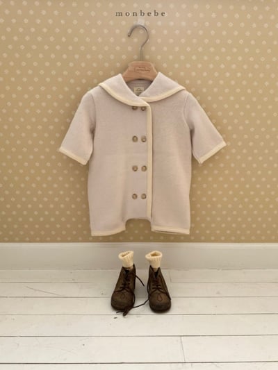MONBEBE29｜(3m-24m) 滾邊排扣翻領連身衣2