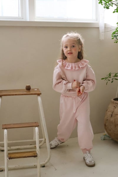 FLO30｜(75-140) 2色荷葉花瓣邊縮口長褲5