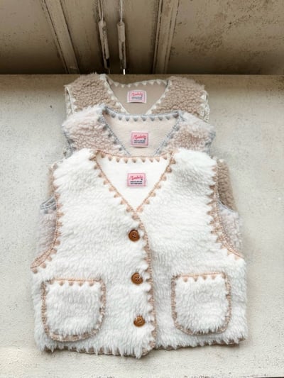 MONBEBE24｜(3m-3y) 滾邊刷毛背心2