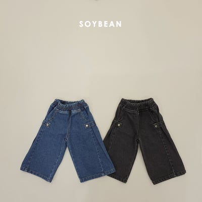 Soybean88｜(75cm-118cm) 按扣牛仔寬褲4