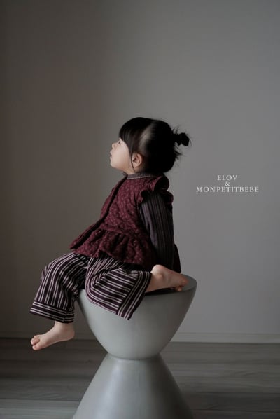 Monpetitbebe08｜(70cm-110cm) 摺邊夾層棉荷葉背心10