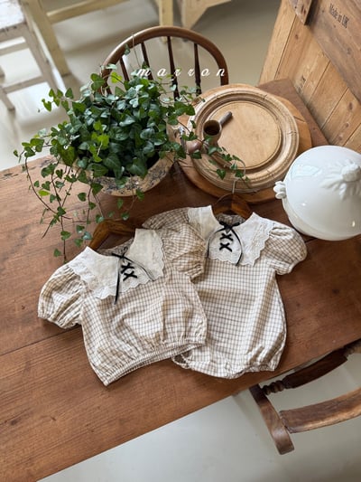 Marron01｜(3m-18m) 蕾絲蘋果套裝4