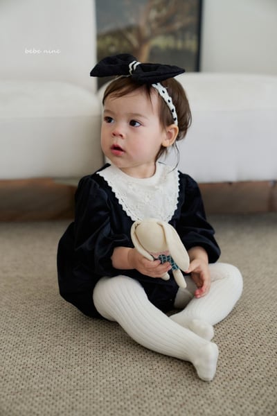 bebe nine10 (55cm-75cm) 2色絲絨蕾絲包屁衣9