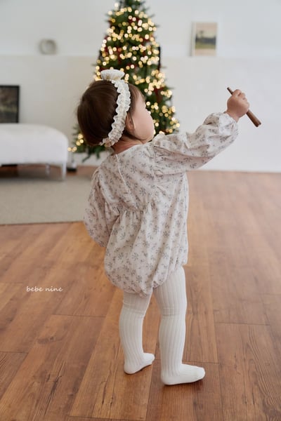 bebe nine11 (55cm-75cm) 2色蕾絲領碎花包屁衣9