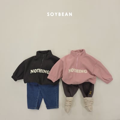 Soybean03｜(75cm-118cm) 英字拉鍊半開襟內刷毛上衣16