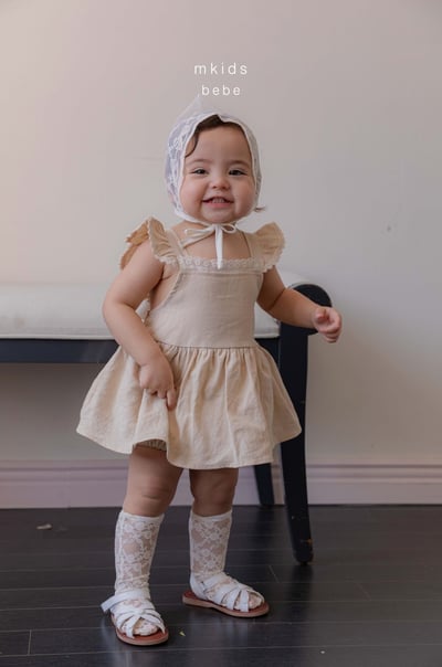 M-KIDS36｜(65-80cm) 綁帶摺邊包屁衣5