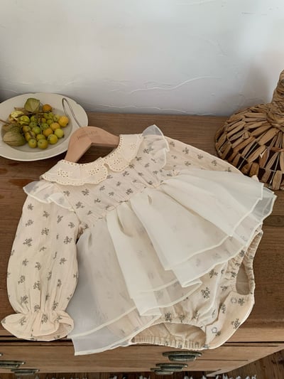 JE609｜(66cm-90cm) 碎花薄紗包屁衣6