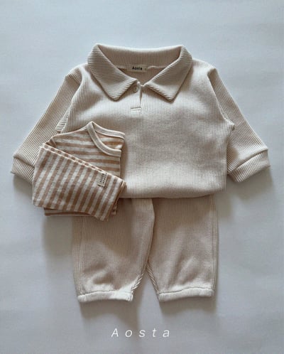 AOSTA33｜(6m-5y) 華夫格縮口長褲5