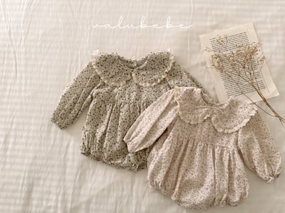 Valubebe14｜(65-80) 翻領碎花包屁衣2