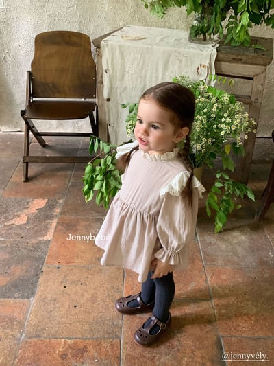 JE577｜(66-90cm) 蕾絲領飛袖包屁裙5