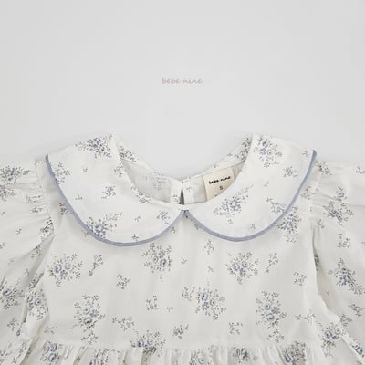 bebe nine24  (65-115) 2色滾邊領碎花洋裝16