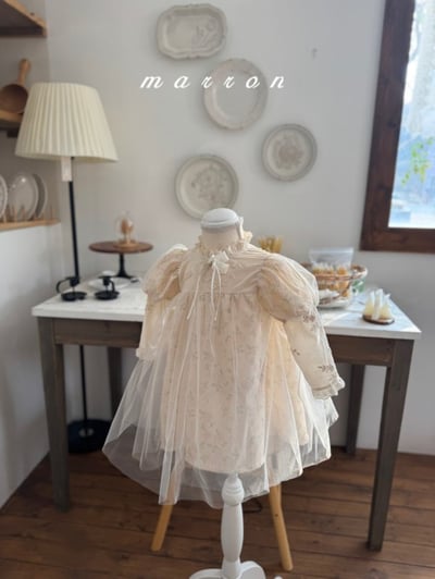 Marron55｜(1y-6y) 古典玫瑰薄紗洋裝3