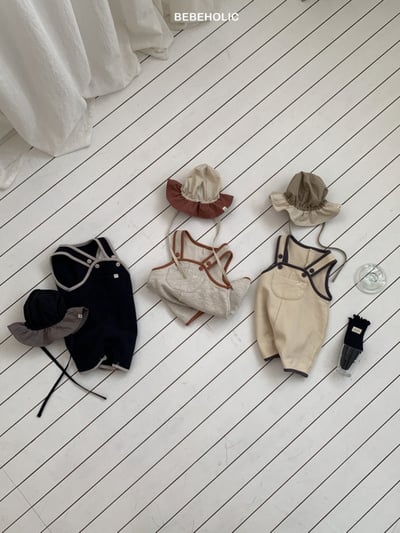Bebe holic52｜(6m-18m) 滾邊吊帶包屁褲8