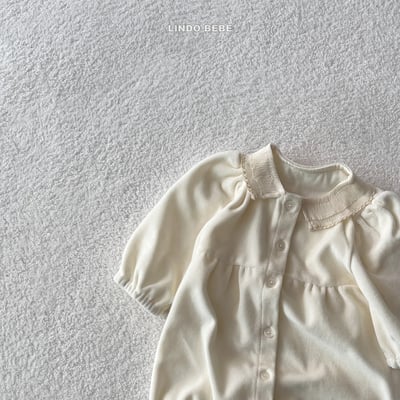 Lindo10｜(3m-18m) 絲絨滾邊領連身衣3