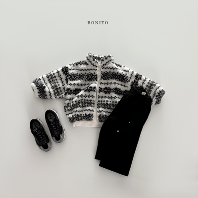 Bonito45｜(75cm-125cm) 雪花刷毛拉鍊外套6