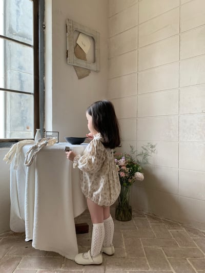 jenny bébé｜(66-90cm) 碎花褶皺立領包屁衣13