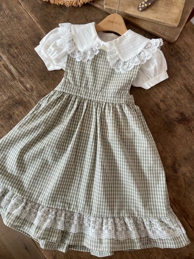 Anne Shirley18｜(1y-5y) 1色格紋蕾絲邊洋裝3