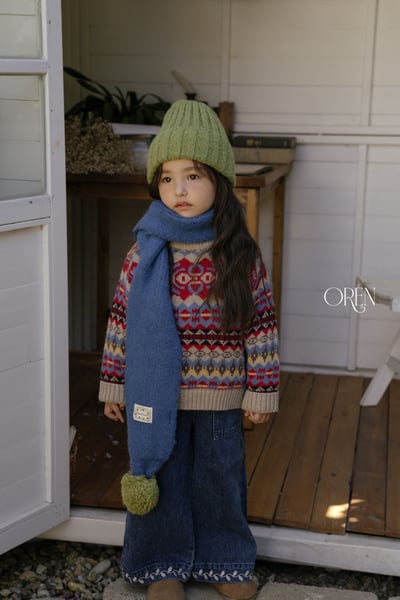OREN35｜(free/mom) 針織毛球圍巾10