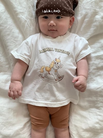 lala land15｜(3m-18m) 2色木馬印花上衣1