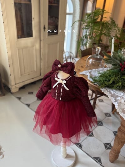 Marron 62｜(1y-6y) 宮廷袖珍珠小香薄紗洋裝3