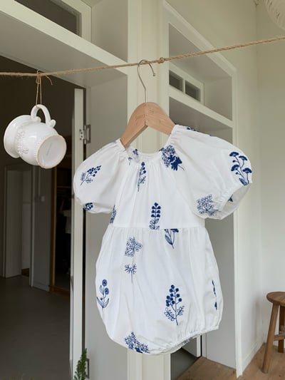 JE10｜(66-120cm-mom) 刺繡小花泡泡袖包屁衣/洋裝10