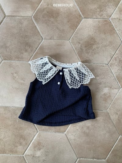 Bebe holic39｜(3m-18m) 蕾絲格領無袖上衣8