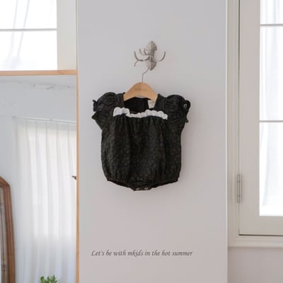 M-KIDS40｜(65-80cm) 印花蕾絲邊包屁衣1