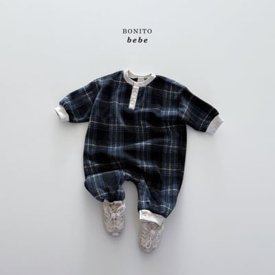 Bonito58｜(3m-18m) 撞色絲絨連身衣10