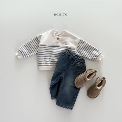 Bonito53｜(75cm-125cm) 金屬標條紋半開襟上衣4