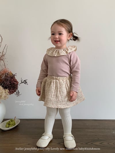 JE590｜(73cm-100cm) 碎花翻領兩件式上衣包屁裙2